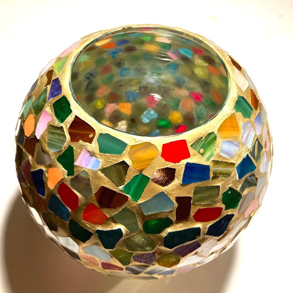 Multi-colored Glass Mosaic Globe Bowl